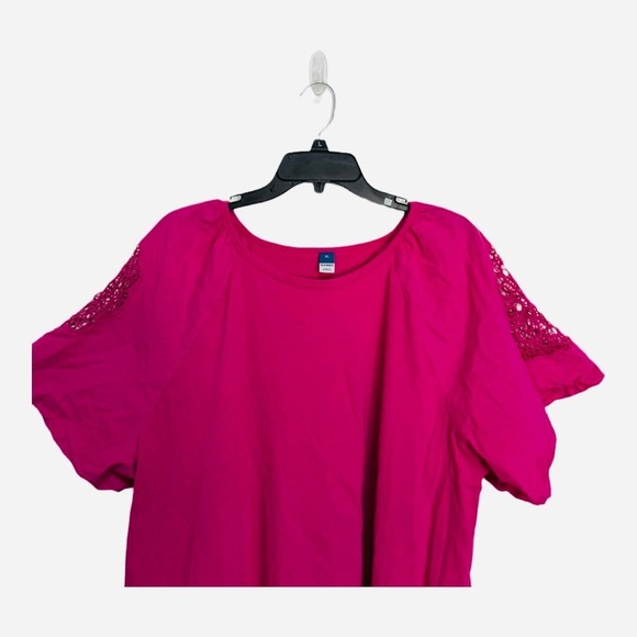 Old Navy Everywear Cut Out Cropped Tee 100% Cotton Hot Pink Size XL - Picture 3 of 8